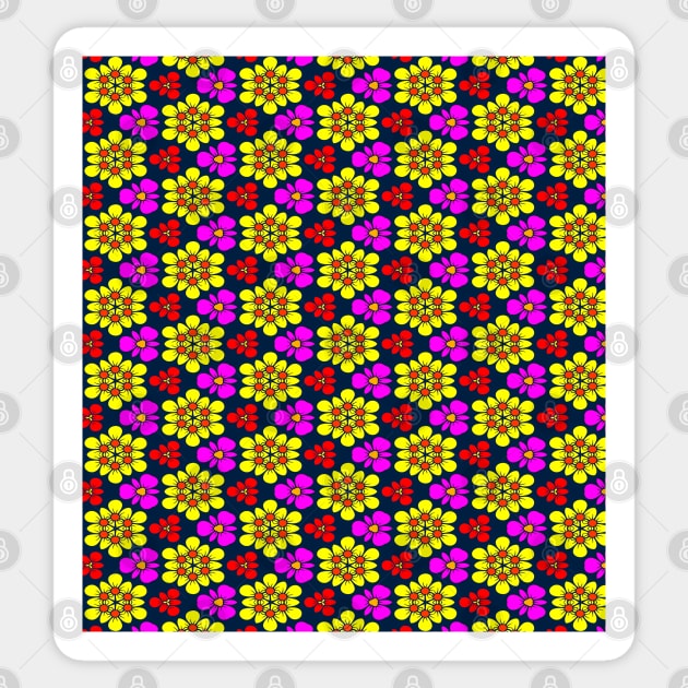 Yellow and Pink Flower Pattern Sticker by PatternFlower